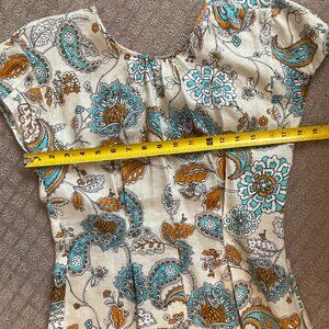 Nicholas capped sleeve linen paisley blouse S